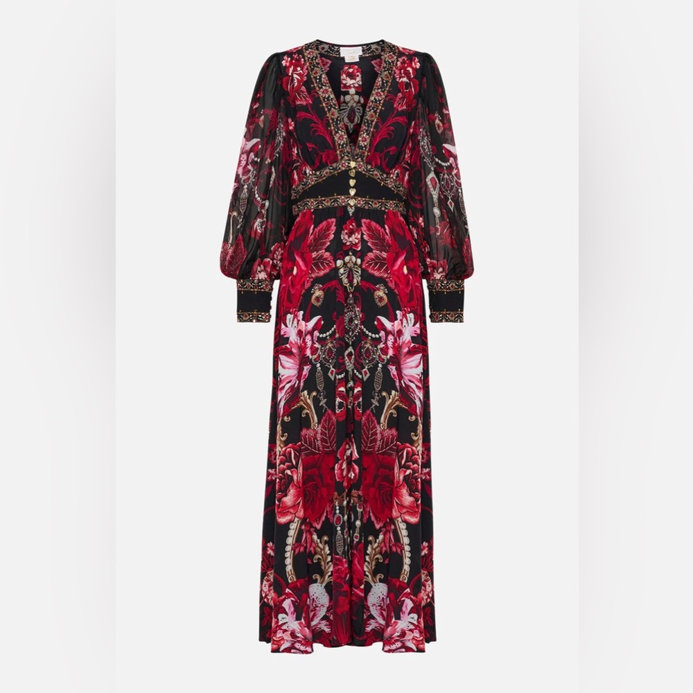 Camilla Black and Red Floral Long Sleeve Dress - BRAND NEW